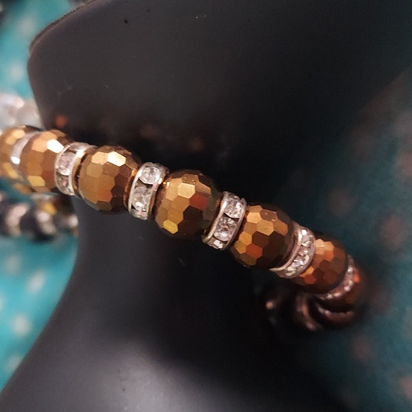 4 PC Crystal Beaded Faceted Rhinestone Stretch bracelets - Picture 9 of 11